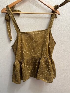 Madewell brown  Floral Tie-Shoulder Peplum Camisole